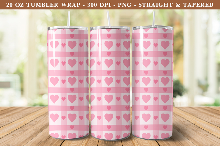 Pink Heart Tumbler Wrap | 20 oz tumbler Wrap
