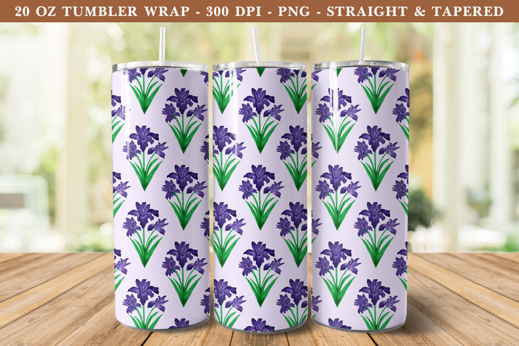 Watercolor Iris Flower Tumbler Wrap | 20 oz tumbler Wrap