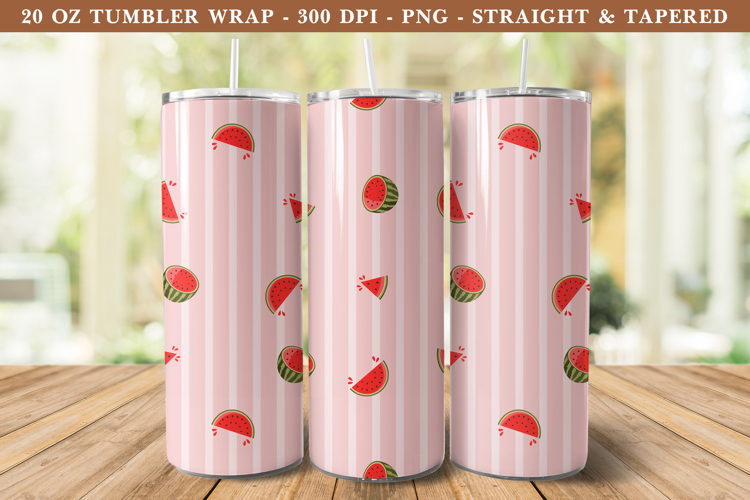 Watermelon Stripe Tumbler Wrap | 20 oz tumbler Wrap example image 1