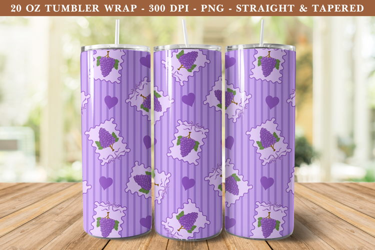 Grapes Coquette Heart Tumbler Wrap | 20 oz tumbler Wrap