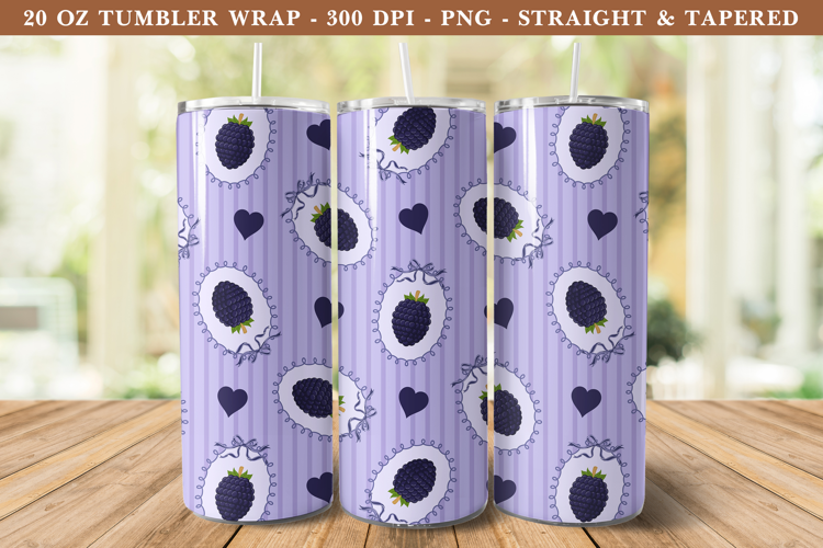 Blackberry Coquette Heart Tumbler Wrap | 20 oz tumbler Wrap