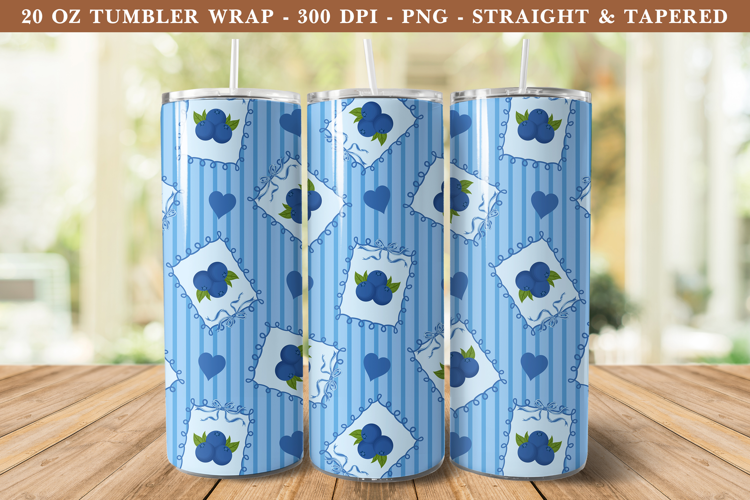 Blueberry Coquette Heart Tumbler Wrap | 20 oz tumbler Wrap