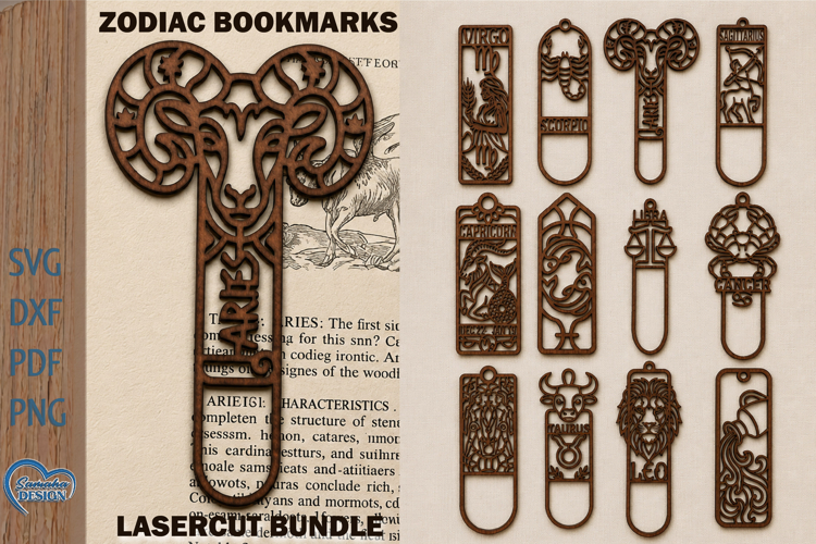 Zodiac Signs Bookmark Laser Cut. Zodiac Sign Laser Cut.