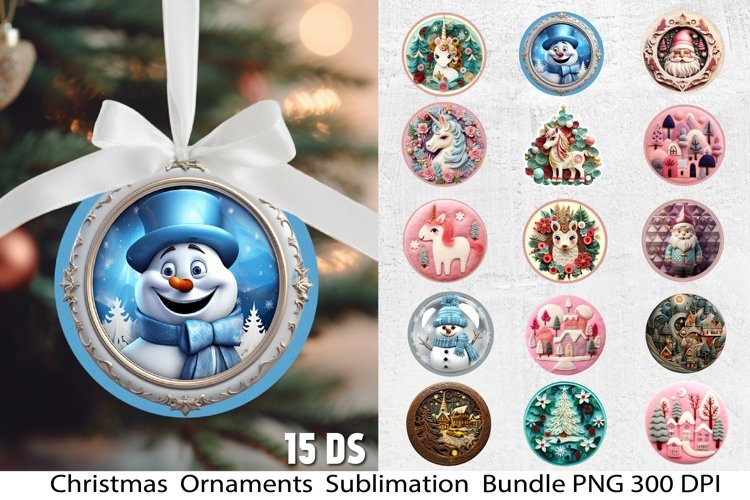 Christmas Ornament Bundle. 15 3D Christmas Ornaments Png .