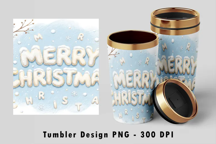 Merry Christmas Tumbler Wrap Sublimation PNG Design