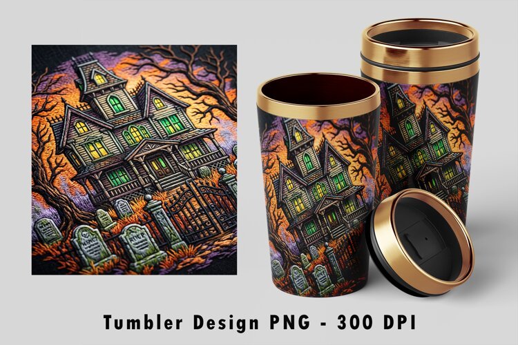 Haunted House Cemetery Tumbler PNG example image 1