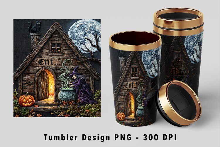 Witch Cauldron Halloween Tumbler PNG example image 1