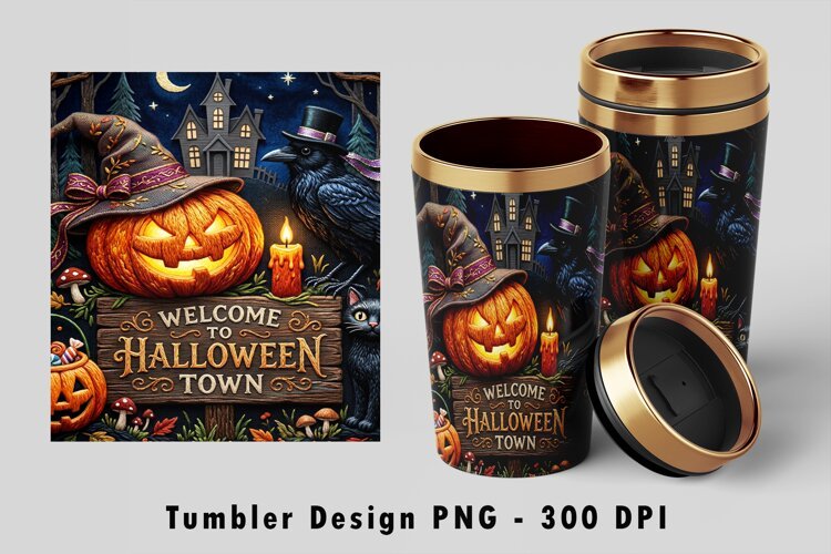 Welcome to Halloween Town Tumbler PNG example image 1