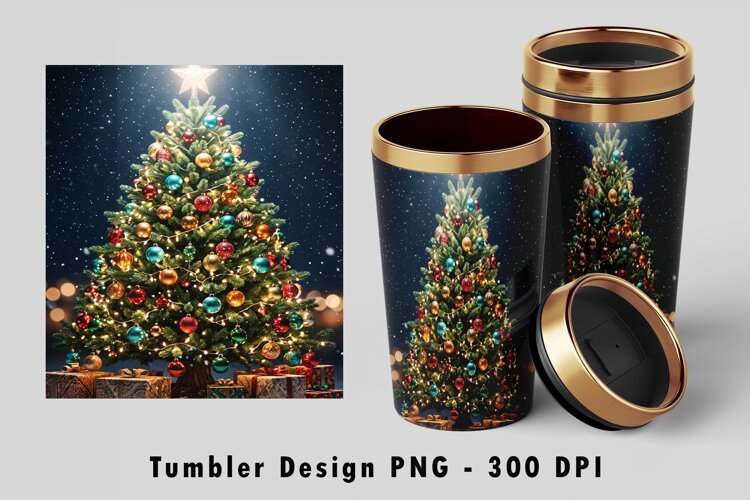 Christmas Tree Tumbler Wrap Sublimation PNG Design example image 1