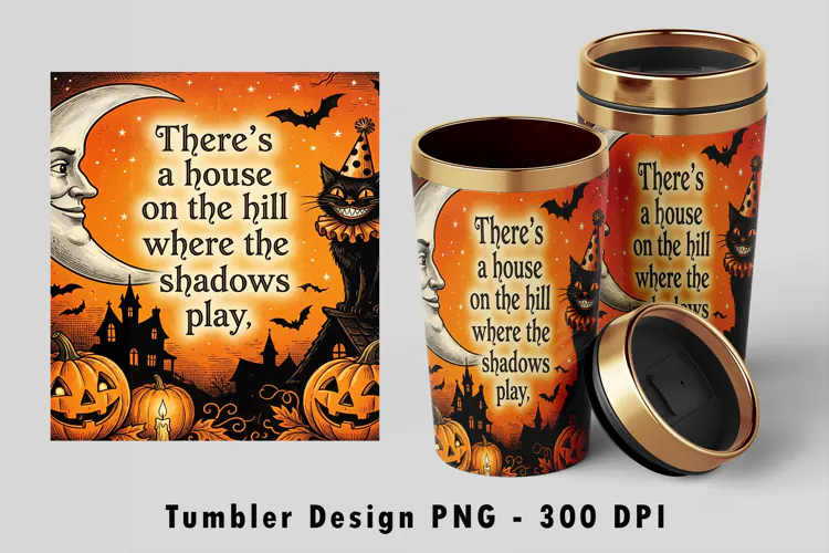 Halloween Poem Tumbler Wrap PNG 300 DPI