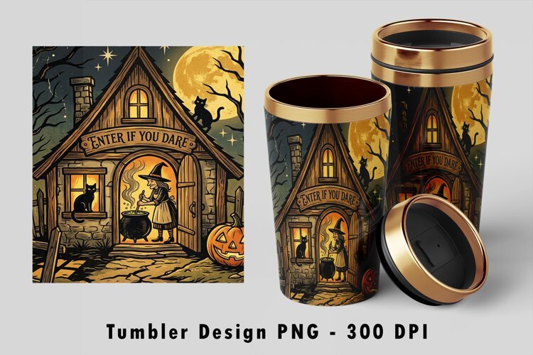 Enter If You Dare Tumbler Wrap PNG Witch House Sublimation example image 1