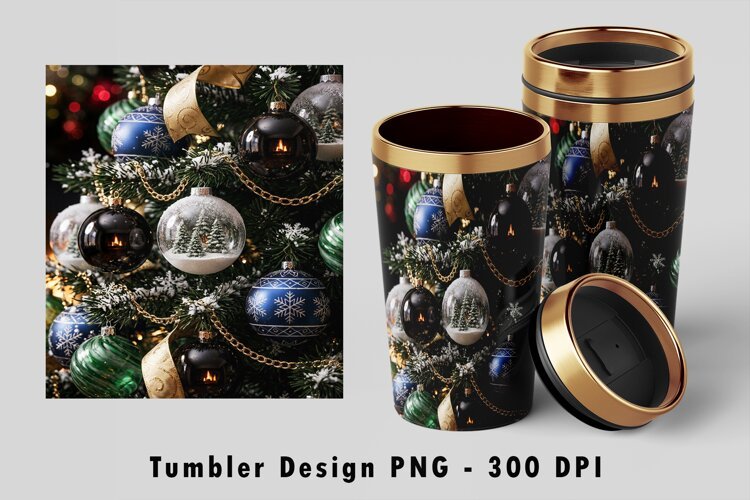 Christmas Ornament Tumbler Sublimation PNG Wrap Design example image 1