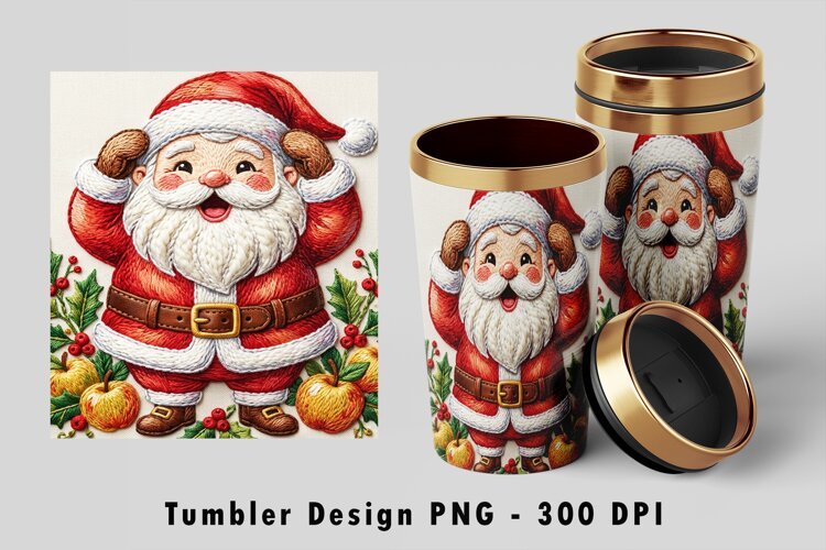 Santa Claus Tumbler Sublimation PNG Wrap Design example image 1