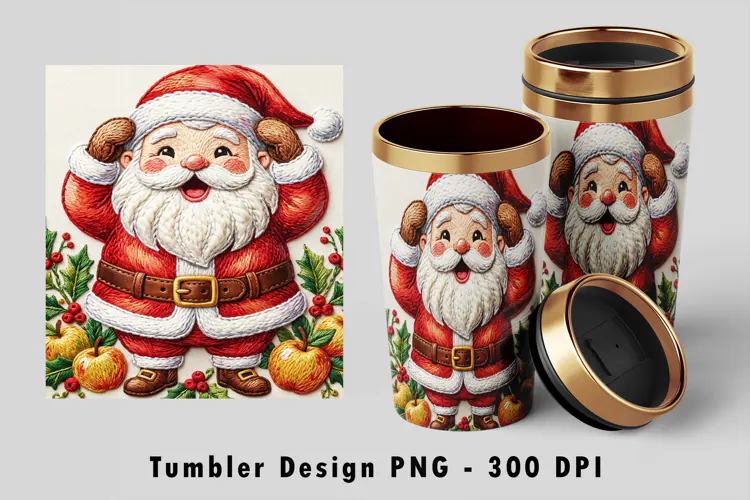 Santa Claus Tumbler Sublimation PNG Wrap Design