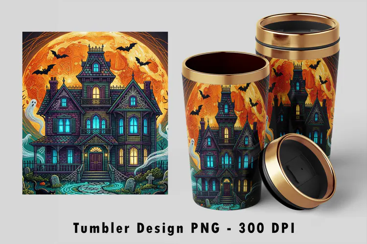 Haunted Mansion Tumbler Wrap PNG 300 DPI