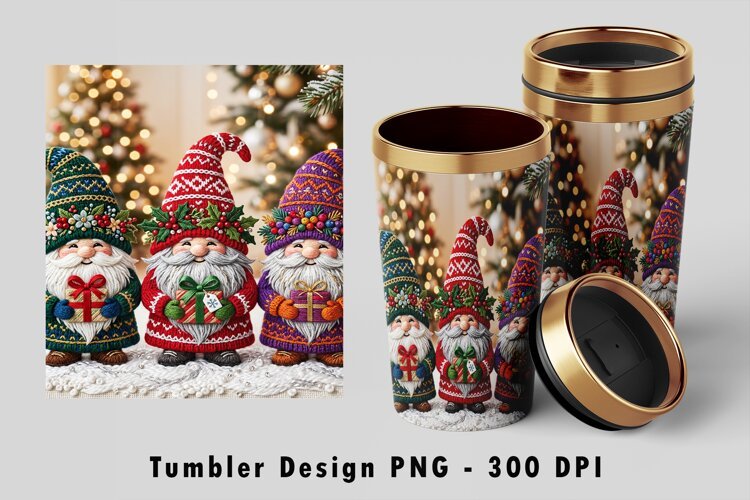 Christmas Gnomes Tumbler Wrap Sublimation PNG Design example image 1