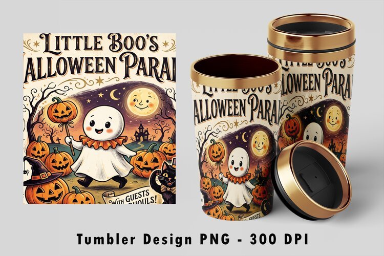 Little Boo Halloween Parade Tumbler Wrap PNG Sublimation example image 1