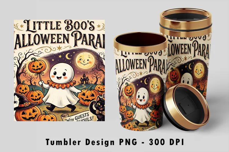 Little Boo Halloween Parade Tumbler Wrap PNG Sublimation