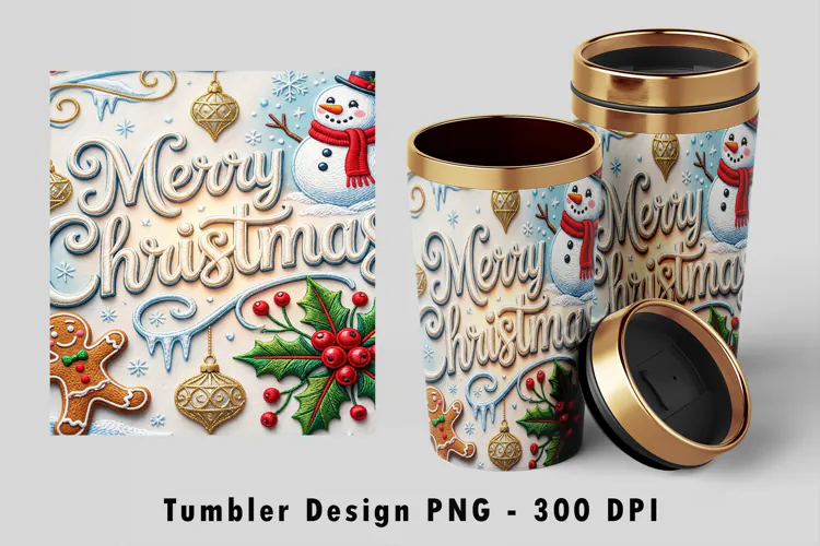 Merry Christmas Snowman Tumbler Wrap Sublimation PNG