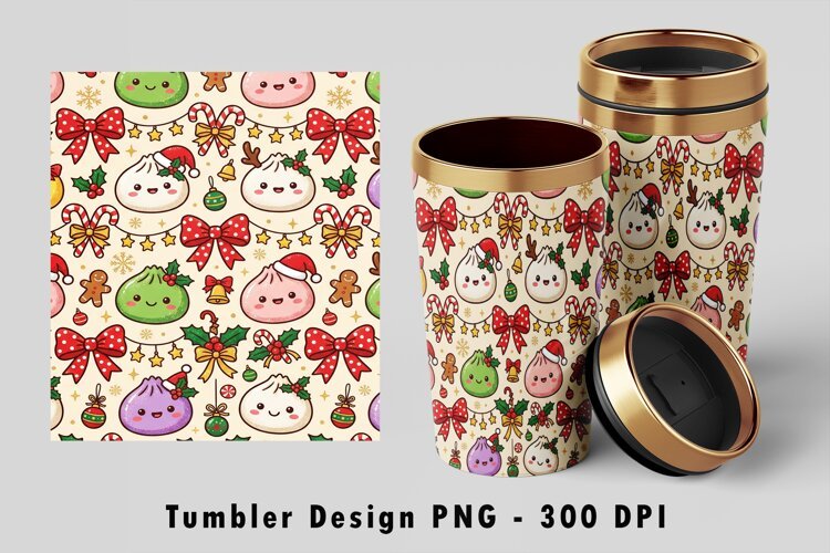 Kawaii Christmas Dumplings Tumbler Wrap Sublimation PNG Desi example image 1