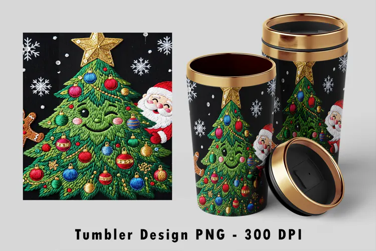 Cute Christmas Tree Tumbler Wrap PNG Sublimation Design