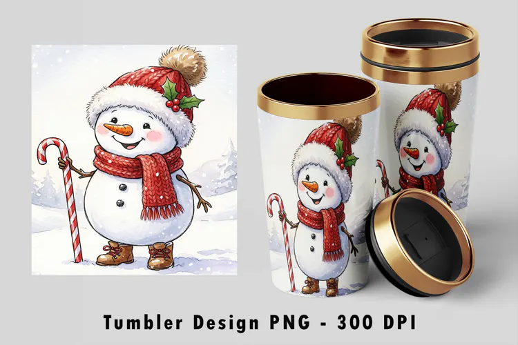 Christmas Snowman Tumbler Sublimation PNG 300 DPI