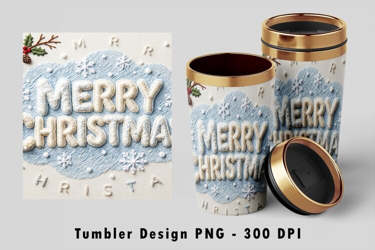 Merry Christmas Tumbler Wrap PNG Sublimation Design example image 1