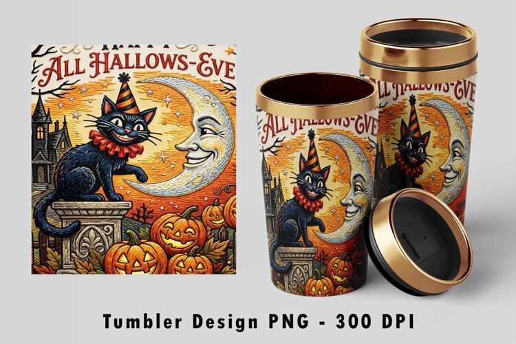 All Hallows-Eve Tumbler PNG Sublimation Art example image 1