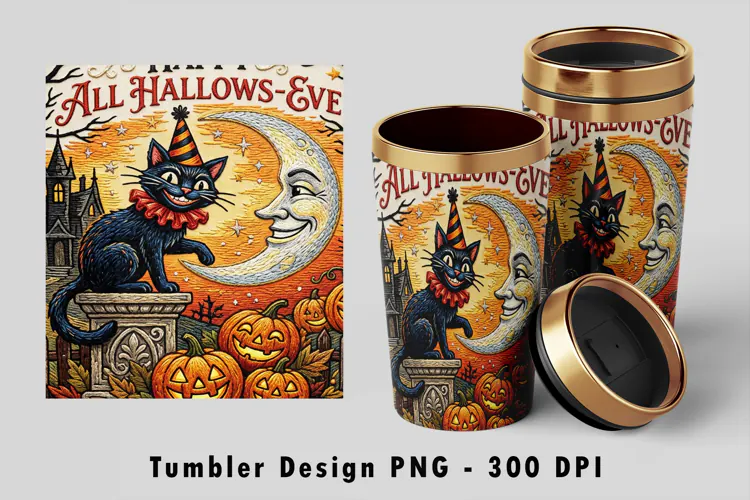 All Hallows-Eve Tumbler PNG Sublimation Art