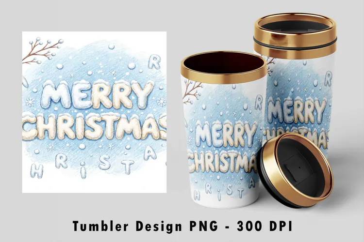 Merry Christmas Tumbler Wrap PNG Sublimation Design