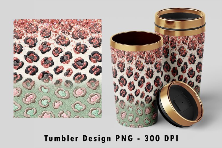 Leopard Glitter Tumbler Wrap PNG Sublimation Design example image 1