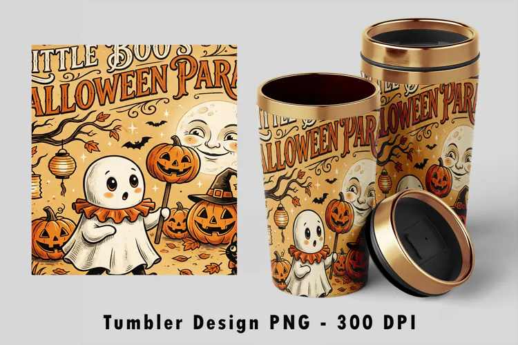 Little Boo Halloween Parade Tumbler Wrap PNG Sublimation