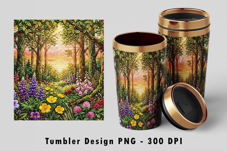 Enchanted Forest Tumbler Wrap Sublimation PNG Design example image 1