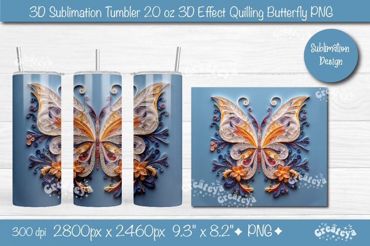 3d Butterfly tumbler wrap Butterfly 3d sublimation tumbler