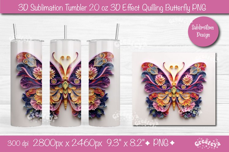 3d Butterfly tumbler wrap Butterfly 3d sublimation tumbler