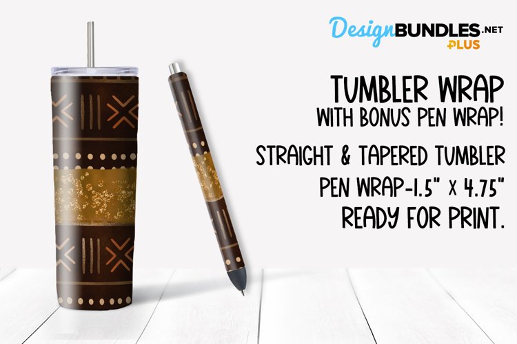 Bogolan Glitter Sublimation Tumbler example image 1