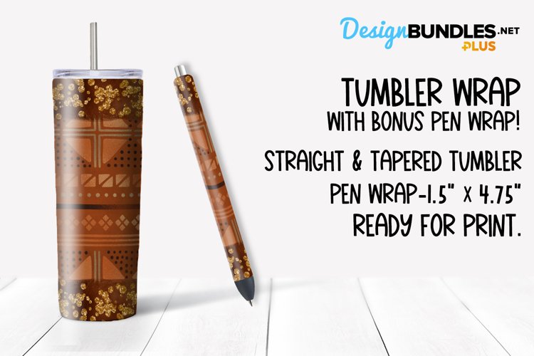 Bogolan Glitter Sublimation Tumbler example image 1