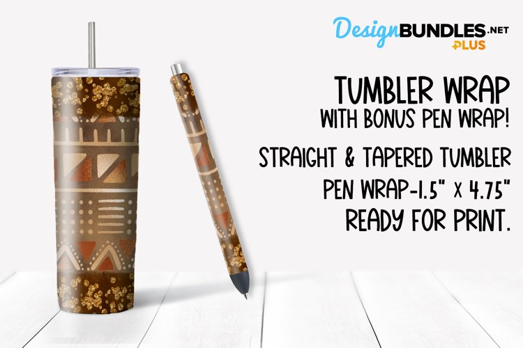 Bogolan Glitter Sublimation Tumbler example image 1