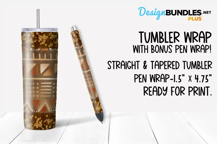 Bogolan Glitter Sublimation Tumbler