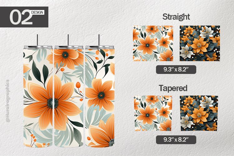 Orange Flowers Tumbler Wrap| Tumbler Sublimation Wr
