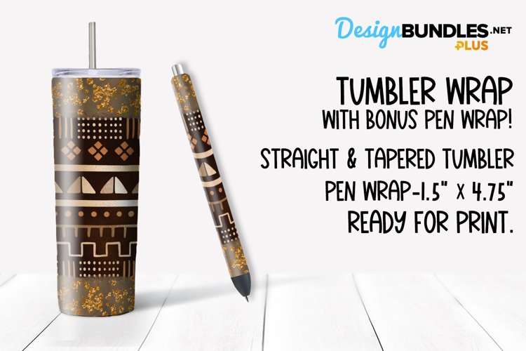 Bogolan Glitter Sublimation Tumbler example image 1