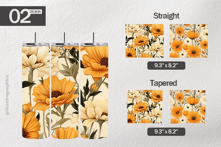 Marigold Flower Tumbler Wrap| Tumbler Sublimation Wrap