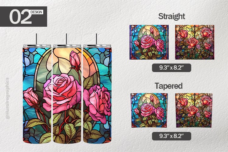 Stained Glass Roses Tumbler Wrap| Tumbler Sublimation Wrap