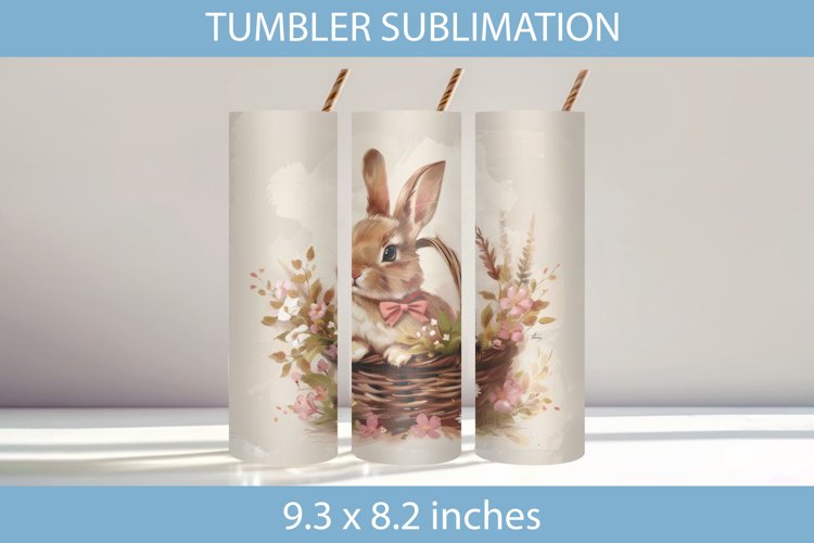 Easter Bunny in a Basket Tumbler Wrap Sublimation example image 1