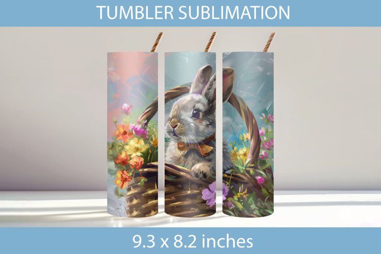 Easter Bunny in a Basket Tumbler Wrap Sublimation example image 1