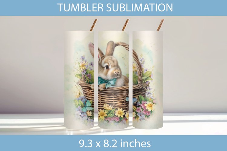 Easter Bunny in a Basket Tumbler Wrap Sublimation example image 1