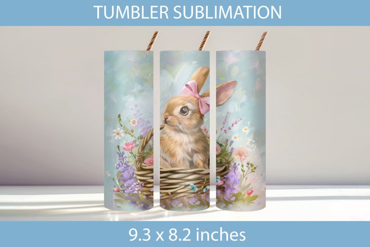 Easter Bunny in a Basket Tumbler Wrap Sublimation example image 1