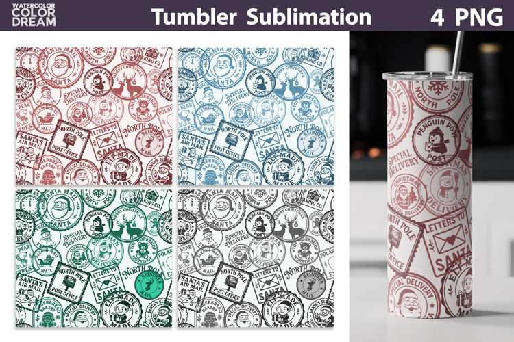 Christmas Stamps Tumbler | Tumbler Seamless Design