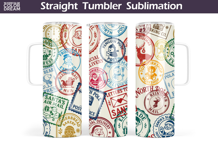 Christmas Stamps Tumbler | Tumbler Seamless Design
