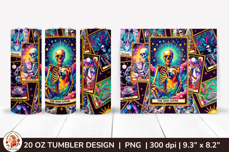 Sarcastic Tarot Tumbler Wrap, Skeleton Tumbler, Funny Tarot example image 1